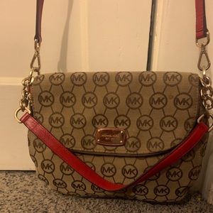 Red & Beige Michael Kors Cross Body